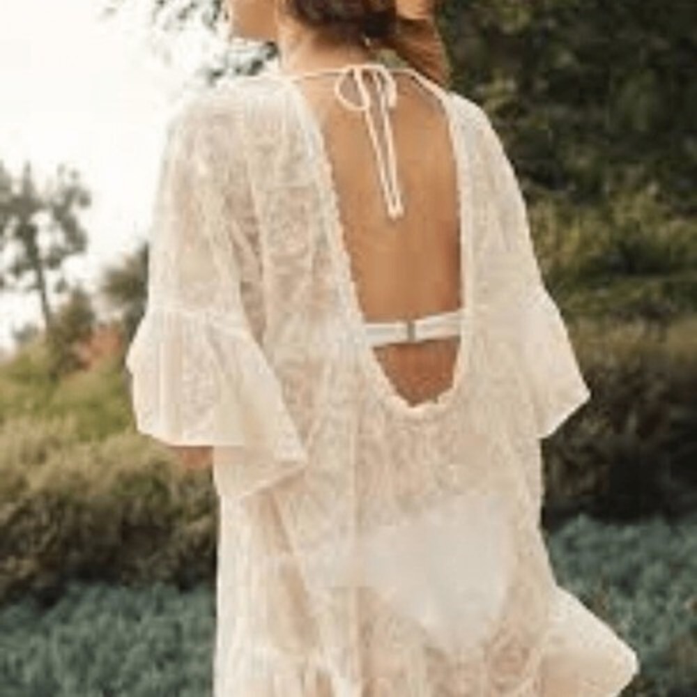 Anthropologie Ivory Embroidered Lace Tunic Top XXS Swim Coverup